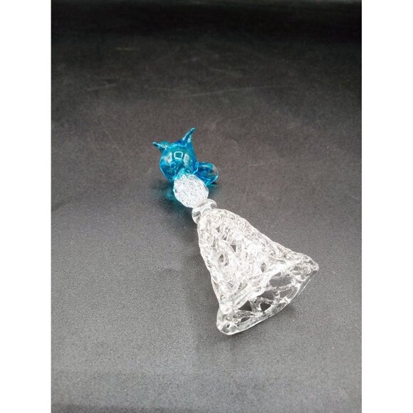 Art Glass Bell Blue Bird Topper Hand Blown Vintage Decorative Collectible 3.5" - Picture 12 of 13